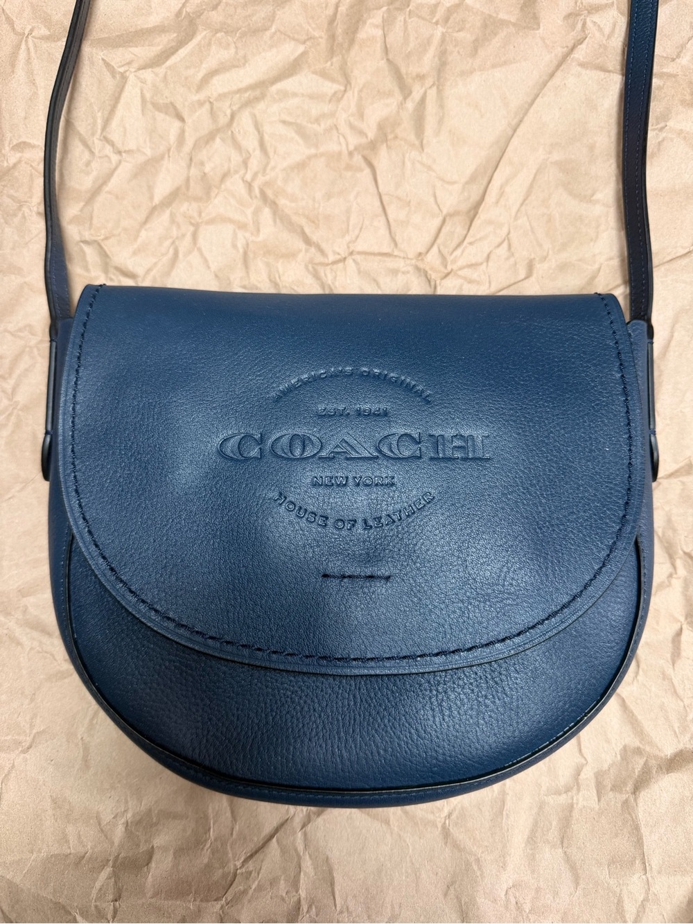 Coach Hudson Leather Crossbody Bag Blue House of Leather Shoulder Purse Like New